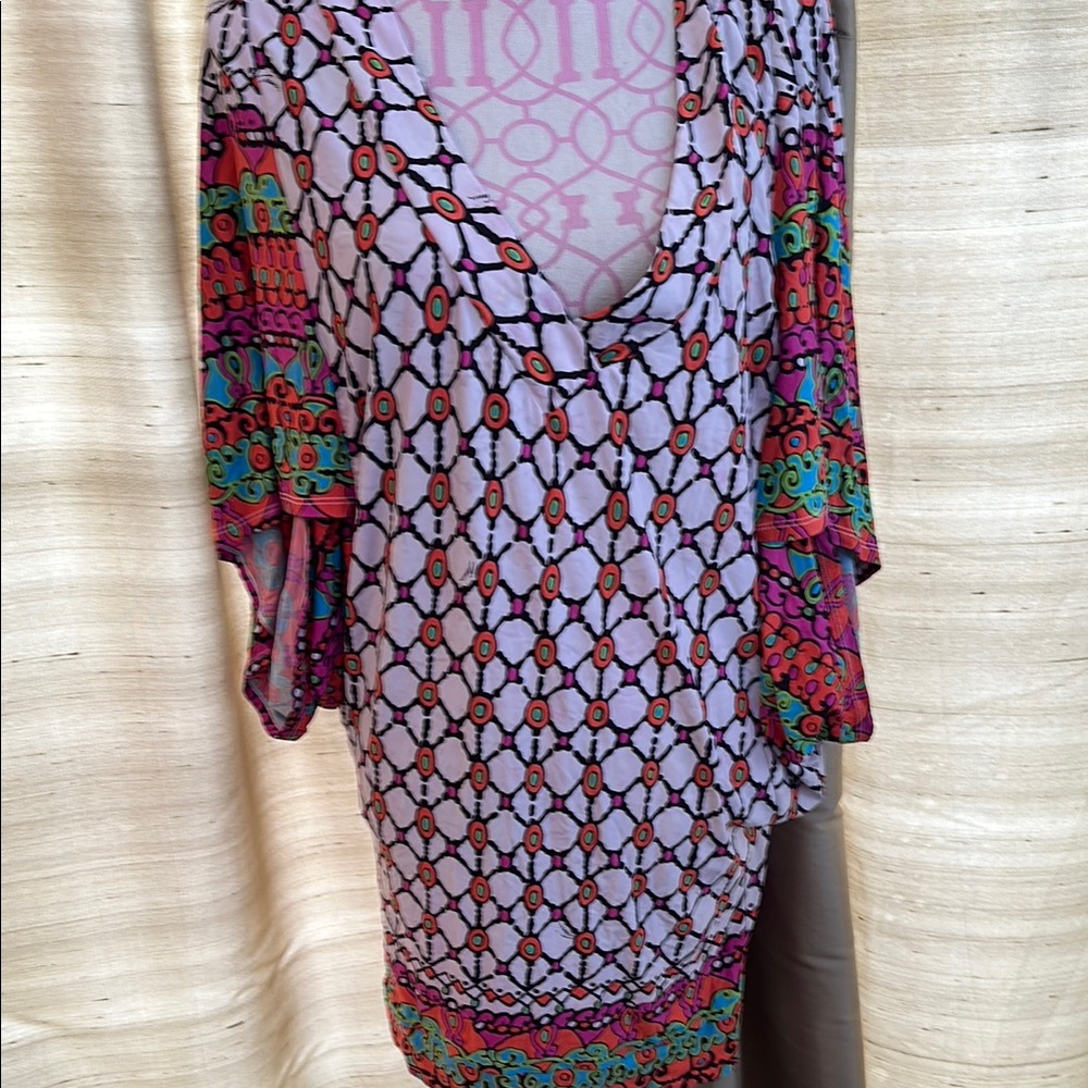 Trina Turk Purple and Red Graphic Tunic Coverup